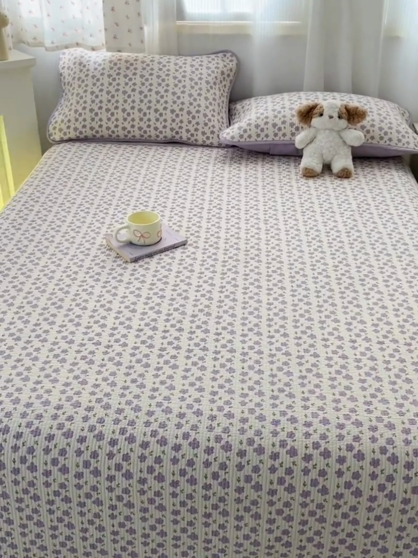 91家纺网 家纺一手货源 找家纺 （总）慕晨 2025新款全棉床盖酵素砂洗双面纯棉棉花夹棉床盖单件三件套