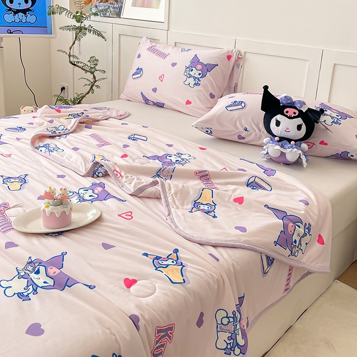 91家纺网 家纺一手货源 找家纺 金爱家2025新款A类三丽鸥正版授权高品质牛奶丝软糯针织棉大豆夏被系列详情 针织棉三丽鸥-甜心库洛米