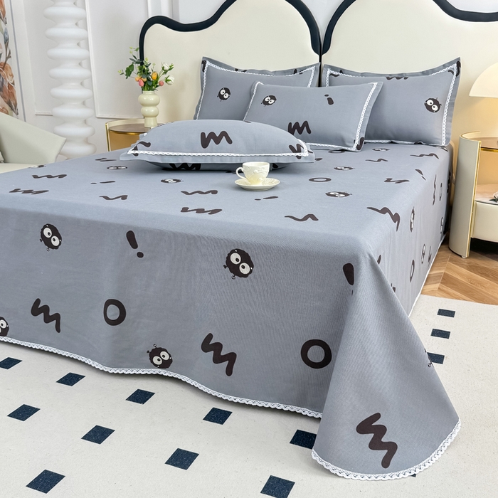 91家纺网 家纺一手货源 找家纺 仟网汇 2025全棉老粗布蕾丝花边三件套（无纺布手提包装） 黑煤球