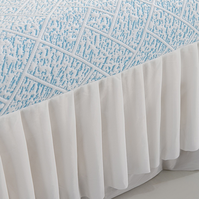 91家纺网 家纺一手货源 找家纺 鑫姿 2025新款5A抗菌凉席床裙款-雅致系列 雅致床裙款-冰浅蓝