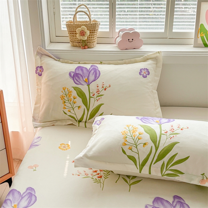 91家纺网 家纺一手货源 找家纺 爱一个家 2025新款植物羊绒四件套 幽境花开