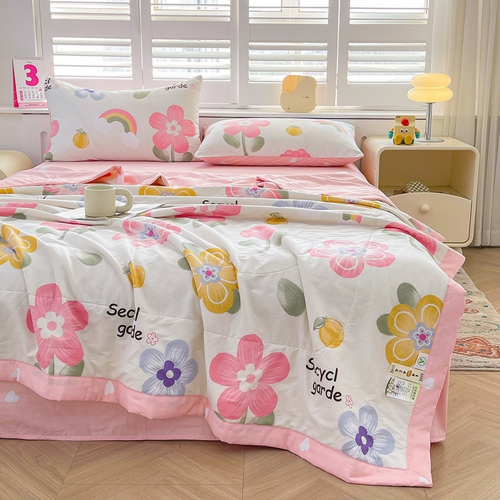 91家纺网 家纺一手货源 找家纺 思雅庭 2025新款里外全棉夏被新疆棉花夏凉被空调被 明媚春光