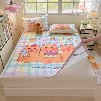 博雅 2025新款独家版权A类大版数码印花1200D冰丝凉席 派对卡皮巴拉