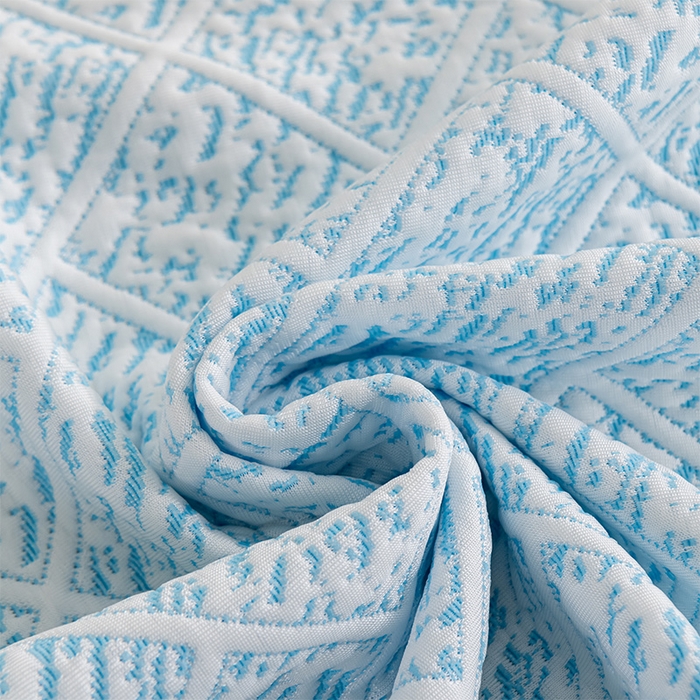 91家纺网 家纺一手货源 找家纺 鑫姿 2025新款5A抗菌凉席床裙款-雅致系列 雅致床裙款-冰浅蓝