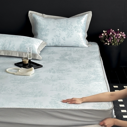 91家纺网 家纺一手货源 找家纺 （总）三味舒屋 2025新款抗菌防螨凉感提花冰丝凉席席子-西雅图