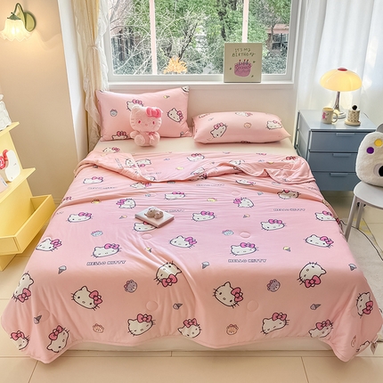 91家纺网 家纺一手货源 找家纺 （总）桃子家居 2025新款A类三丽鸥正版授权高品质牛奶丝软糯针织棉大豆夏被系列