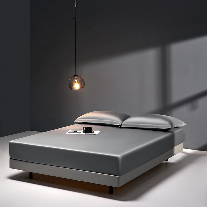 91家纺网 家纺一手货源 找家纺 秀色2025新款高端纯棉床笠单件全棉全包床套三件套100s新疆长绒棉酒店床垫保护套 梦易-典雅灰