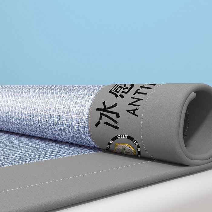 91家纺网 家纺一手货源 找家纺 绒艺席业 2025新款A类抗菌冰丝凉席系列-冰感抑菌席 蓝色