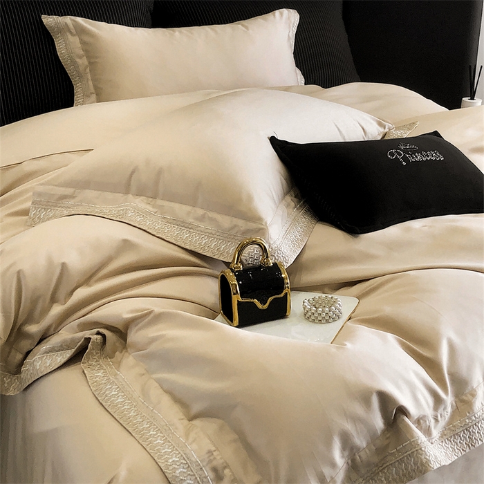 91家纺网 家纺一手货源 找家纺 保罗圣迪奥 2025新款50双股全棉长绒棉四件套-艾瑟琳系列 艾瑟琳-香槟金