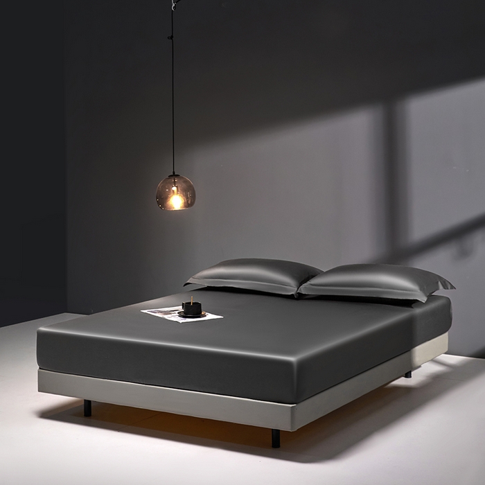 91家纺网 家纺一手货源 找家纺 秀色2025新款高端纯棉床笠单件全棉全包床套三件套100s新疆长绒棉酒店床垫保护套 梦易-帝王灰