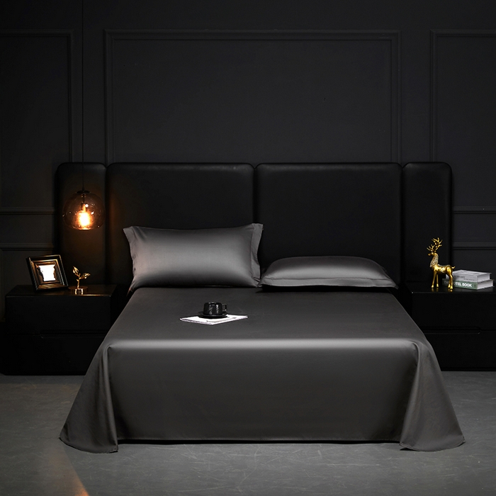 91家纺网 家纺一手货源 找家纺 秀色2025新款A类高端100s新疆长绒棉纯棉床单单件全棉单人贡缎加厚被单三件套 莫奈-帝王灰