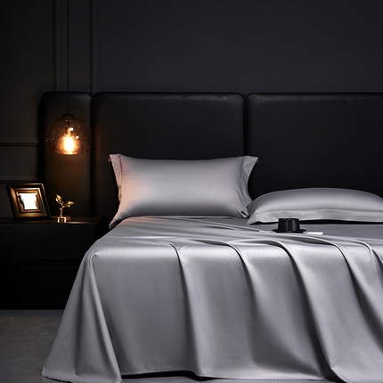 91家纺网 家纺一手货源 找家纺 秀色2025新款A类高端100s新疆长绒棉纯棉床单单件全棉单人贡缎加厚被单三件套 莫奈-南瓜橘