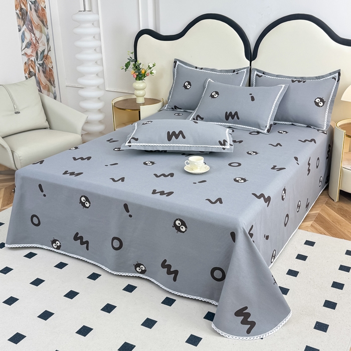 91家纺网 家纺一手货源 找家纺 仟网汇 2025全棉老粗布蕾丝花边三件套（无纺布手提包装） 黑煤球