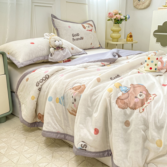 91家纺网 家纺一手货源 找家纺 顺顺家纺 2025新款凉感丝印花夏被空调被 夏日童趣