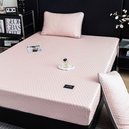 倾慕家纺 2025新款PE大泡泡凉感床笠款凉席 菱形泡粉