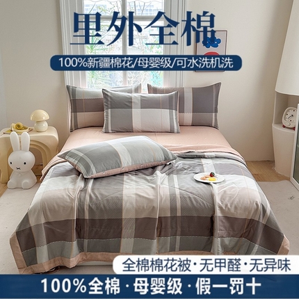 瑜珠家纺 2025新款里外全棉棉花夏被 费城时光