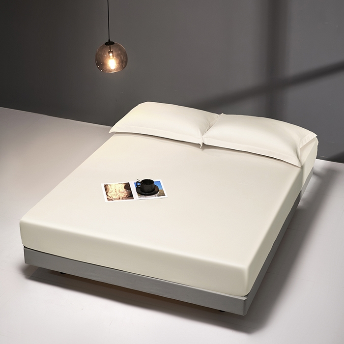 91家纺网 家纺一手货源 找家纺 秀色2025新款高端纯棉床笠单件全棉全包床套三件套100s新疆长绒棉酒店床垫保护套 梦易-皓月白