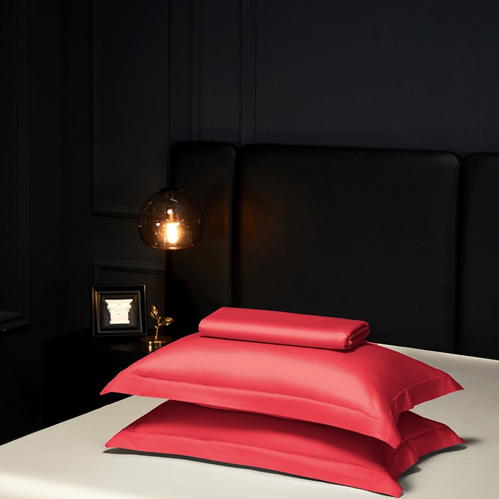 91家纺网 家纺一手货源 找家纺 秀色2025新款A类高端100s新疆长绒棉纯棉床单单件全棉单人贡缎加厚被单三件套 莫奈-海棠红