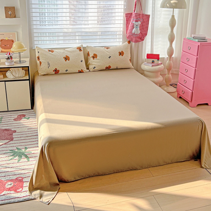 91家纺网 家纺一手货源 找家纺 妖妖家纺 2025新款超柔双层纱糯糯针织棉夏凉被四件套 呆萌泰迪