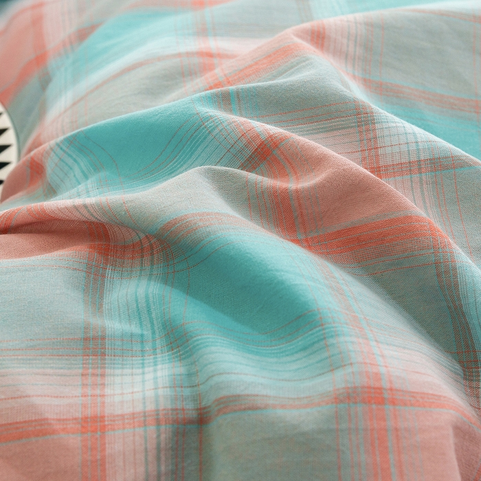 91家纺网 家纺一手货源 找家纺 喜四方 2025新款全棉色织水洗棉四件套 思域（绿）