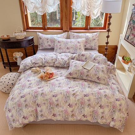 91家纺网 家纺一手货源 找家纺 （总）雪夫人 2025新款A类全棉有氧双层纱四件套