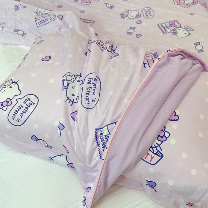 91家纺网 家纺一手货源 找家纺 兜米家居 2025夏季新品三丽鸥深睡双感针织凉感空调被夏被 糖果凯蒂猫