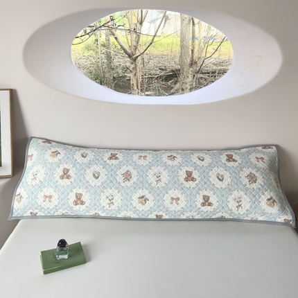 爱港家纺 2025新款凉感丝双人长枕巾 夏季情侣枕头巾 绑带长枕巾 甜梦堡 180*48