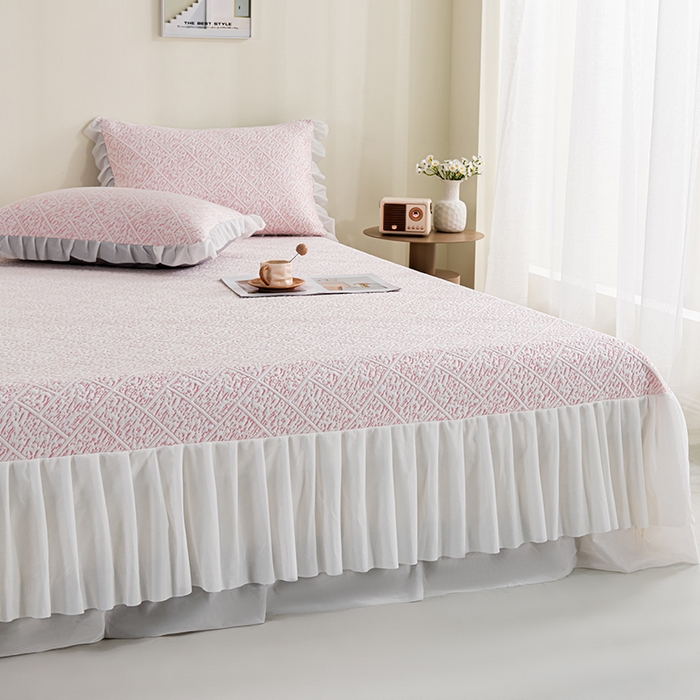 91家纺网 家纺一手货源 找家纺 鑫姿 2025新款5A抗菌凉席床裙款-雅致系列 雅致床裙款-冰粉