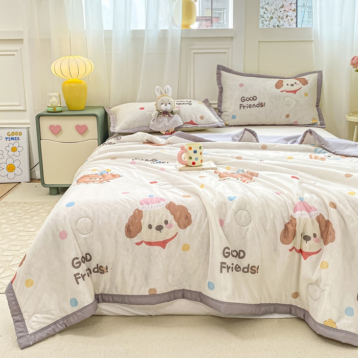 91家纺网 家纺一手货源 找家纺 顺顺家纺 2025新款凉感丝印花夏被空调被 夏日童趣