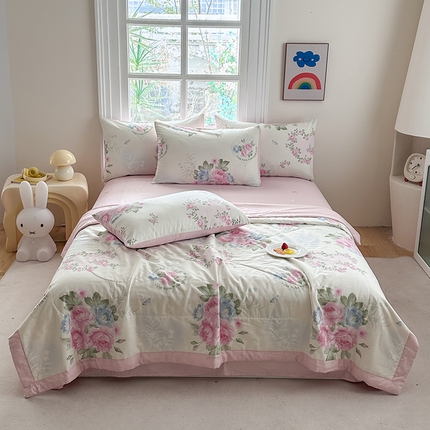 91家纺网 家纺一手货源 找家纺 （总）瑜珠家纺 2025新款里外全棉棉花夏被四件套纯棉夏凉被空调被夏季薄被子