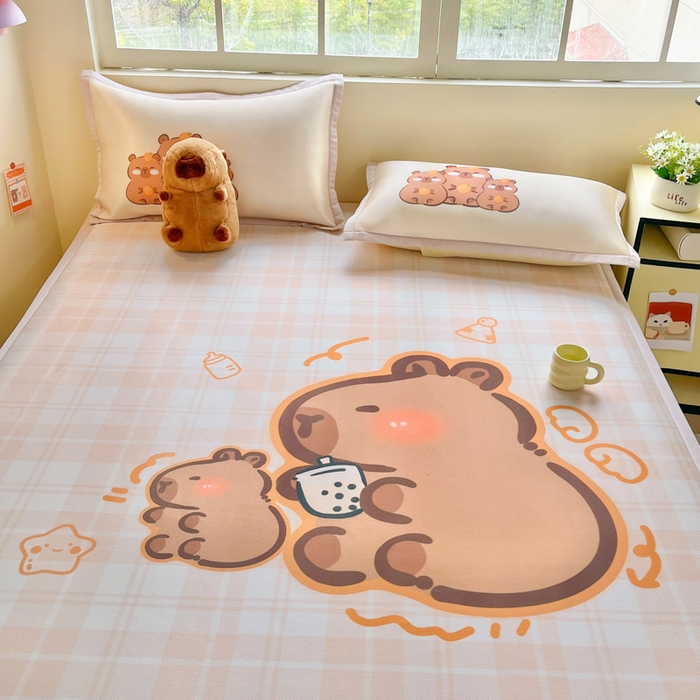 91家纺网 家纺一手货源 找家纺 （总）博雅 2025新款独家版权A类大版数码印花1200D冰丝凉席