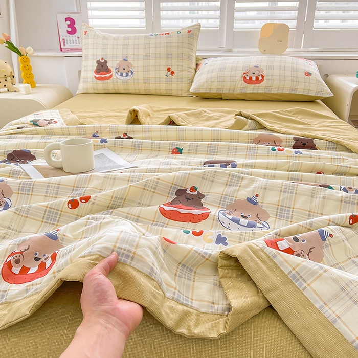 91家纺网 家纺一手货源 找家纺 思雅庭 2025新款里外全棉夏被新疆棉花夏凉被空调被 蛋糕狗