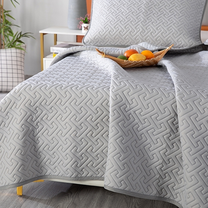 91家纺网 家纺一手货源 找家纺 美丽折2025夏季新品高端加厚全冰丝生物基乳胶凉席三件套 水洗天然乳胶凉席 经典灰T