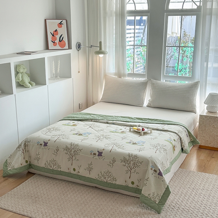 91家纺网 家纺一手货源 找家纺 瑜珠家纺 2025新款里外全棉棉花夏被 丛林兔