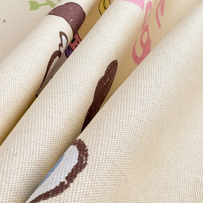 91家纺网 家纺一手货源 找家纺 仟网汇 2025全棉老粗布蕾丝花边三件套（无纺布手提包装） 快乐小狗