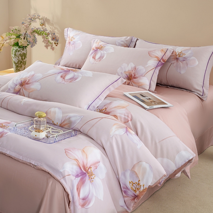 91家纺网 家纺一手货源 找家纺 帅露家纺 2025新款50S莱赛尔天丝印花四件套 古韵流香