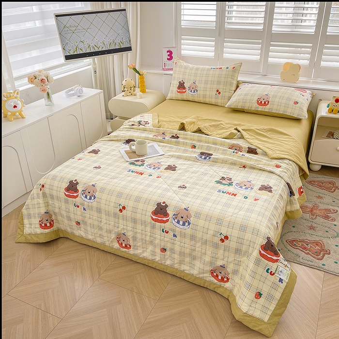 91家纺网 家纺一手货源 找家纺 思雅庭 2025新款里外全棉夏被新疆棉花夏凉被空调被 蛋糕狗