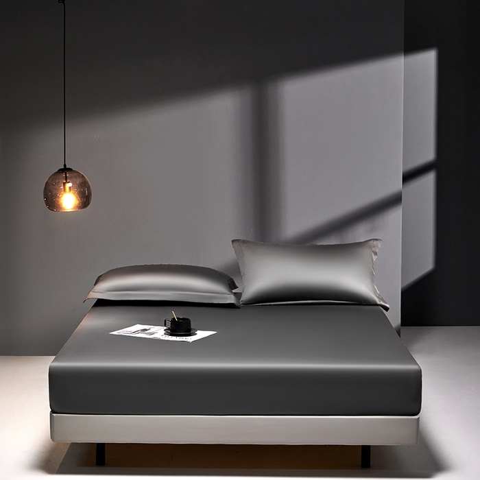 91家纺网 家纺一手货源 找家纺 秀色2025新款高端纯棉床笠单件全棉全包床套三件套100s新疆长绒棉酒店床垫保护套 梦易-帝王灰