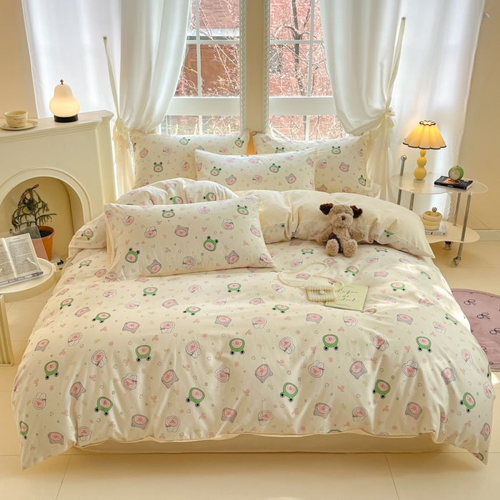 91家纺网 家纺一手货源 找家纺 仔仔熊 2025新款全棉印花系列被套 粉红小猪