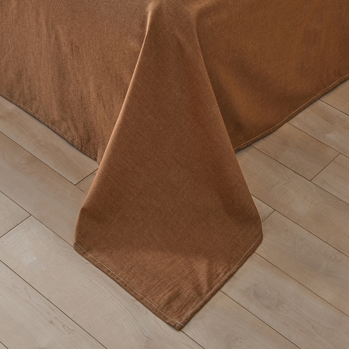 91家纺网 家纺一手货源 找家纺 金艾草2025年新款60S纯棉色织水洗大提花四件套 时光条-爱玛橙