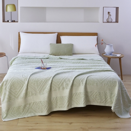 91家纺网 家纺一手货源 找家纺 爱港家纺 2025新款上海专版老式怀旧全棉A类纱布毛巾被 古韵-绿