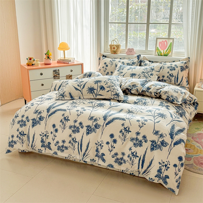 91家纺网 家纺一手货源 找家纺 爱一个家 2025新款植物羊绒四件套 青花词