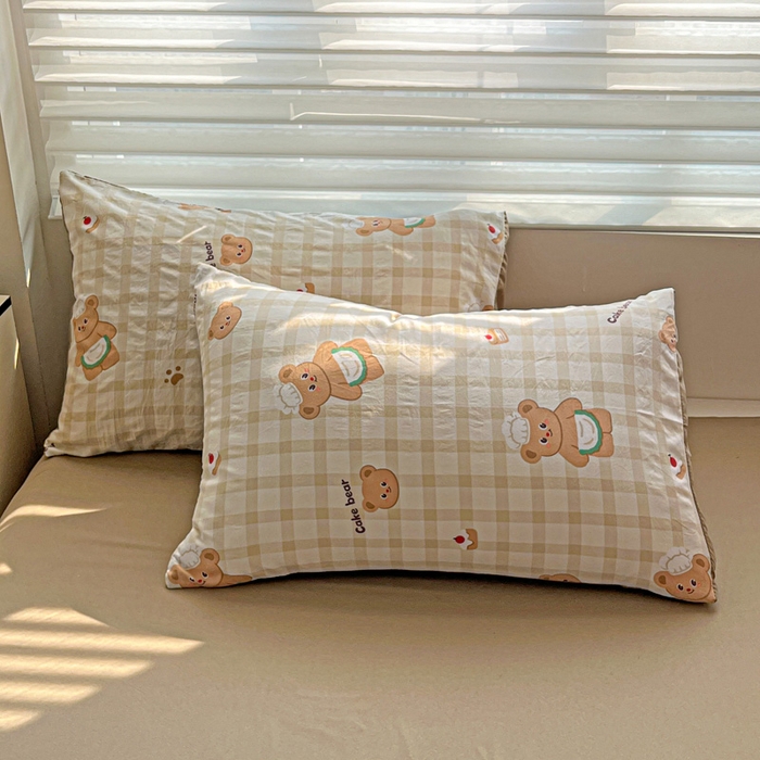 91家纺网 家纺一手货源 找家纺 妖妖家纺 2025新款超柔双层纱糯糯针织棉夏凉被四件套 厨师小熊