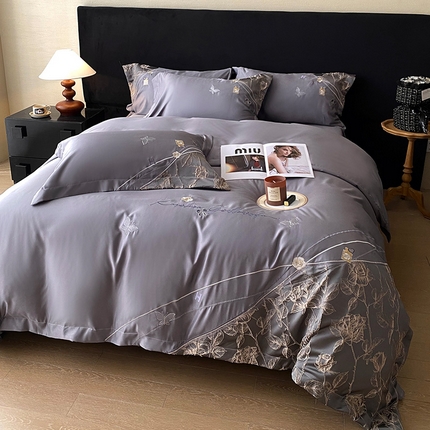 91家纺网 家纺一手货源 找家纺 （总）优悦生活馆 2025新款冰丝浮雕绣花四件套