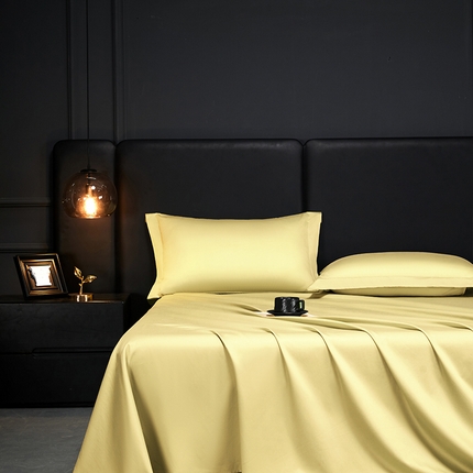 91家纺网 家纺一手货源 找家纺 秀色2025新款A类高端100s新疆长绒棉纯棉床单单件全棉单人贡缎加厚被单三件套 莫奈-南瓜橘