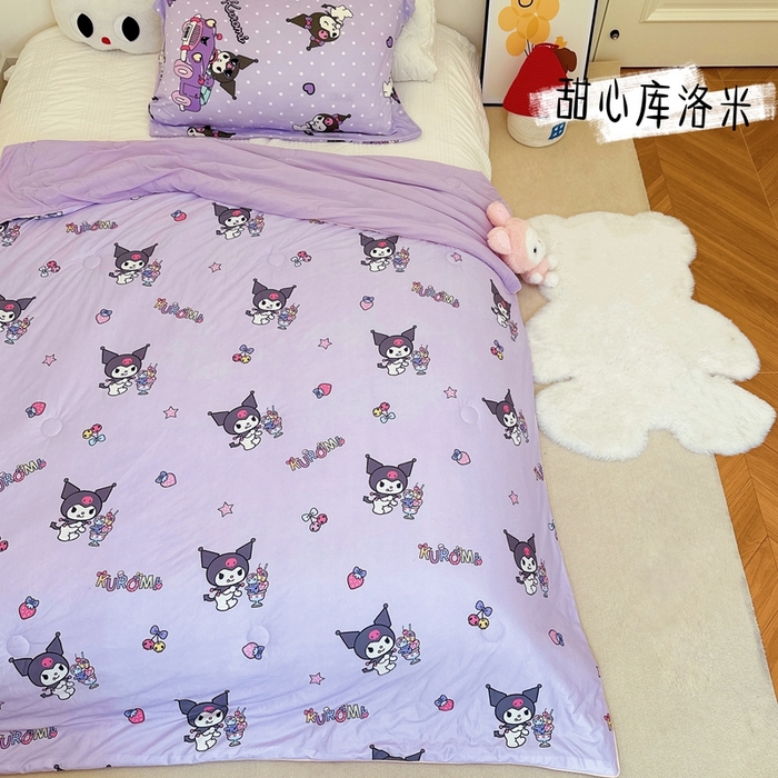 91家纺网 家纺一手货源 找家纺 兜米家居 2025夏季新品三丽鸥深睡双感针织凉感空调被夏被 甜心库洛米