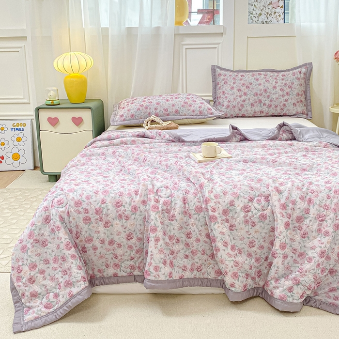 91家纺网 家纺一手货源 找家纺 顺顺家纺 2025新款凉感丝印花夏被空调被 夏夜花语