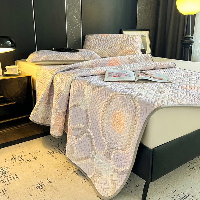 91家纺网 家纺一手货源 找家纺 美丽折2025夏季新品高端加厚全冰丝生物基乳胶凉席三件套 水洗天然乳胶凉席 安格尔斯-紫