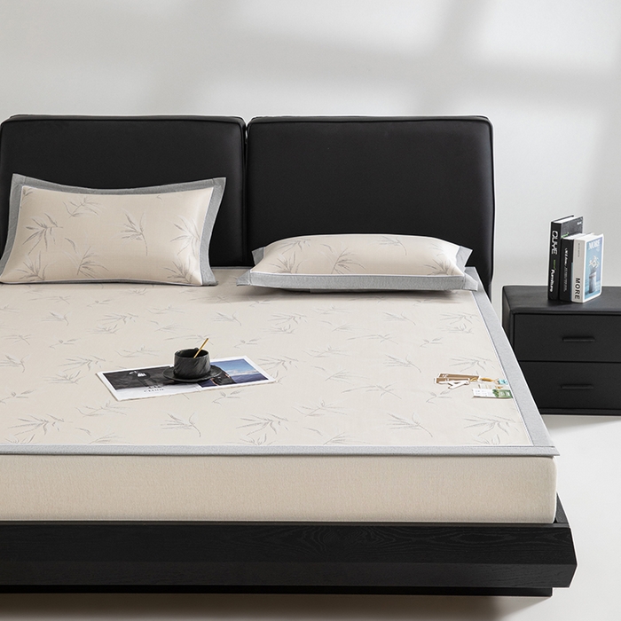 91家纺网 家纺一手货源 找家纺 小牛席业 2025新款全PE柳烟冰丝席凉席席子系列 香槟