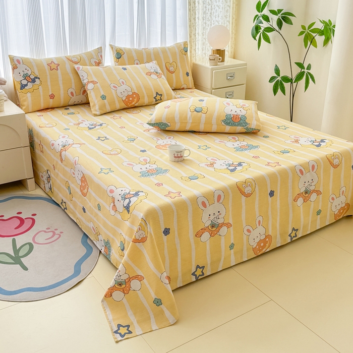 91家纺网 家纺一手货源 找家纺 仟网汇 2025新款老粗布床单粗布凉席老粗布单床单枕套单品 萝卜兔